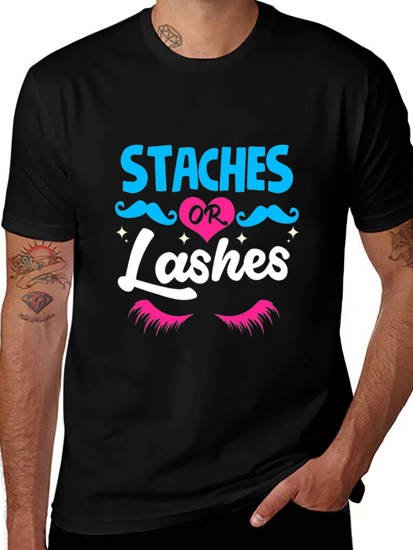 Staches or Lashes Gender Reveal T-Shirt