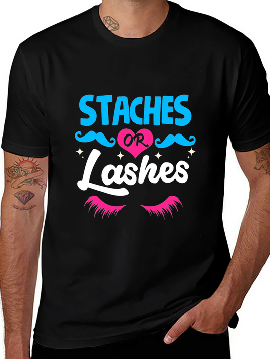 Staches or Lashes Gender Reveal T-Shirt