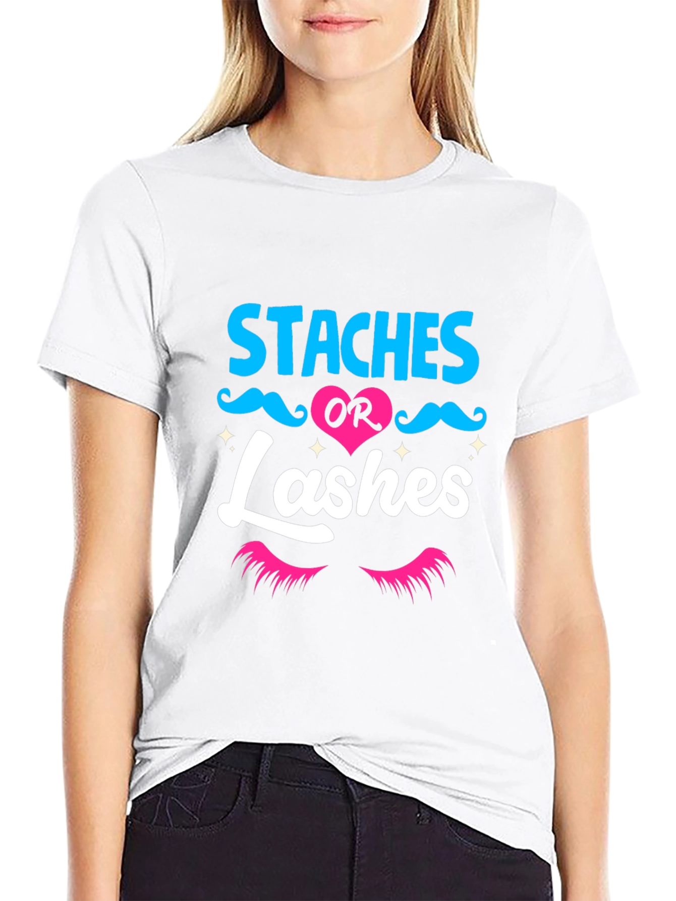 Staches or Lashes Gender Reveal T-Shirt