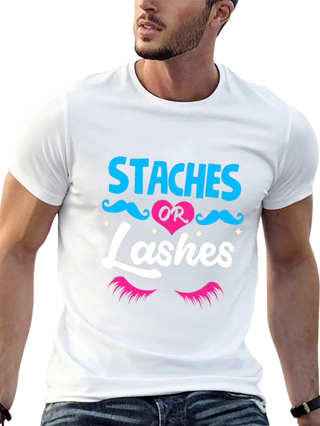 Staches or Lashes Gender Reveal T-Shirt