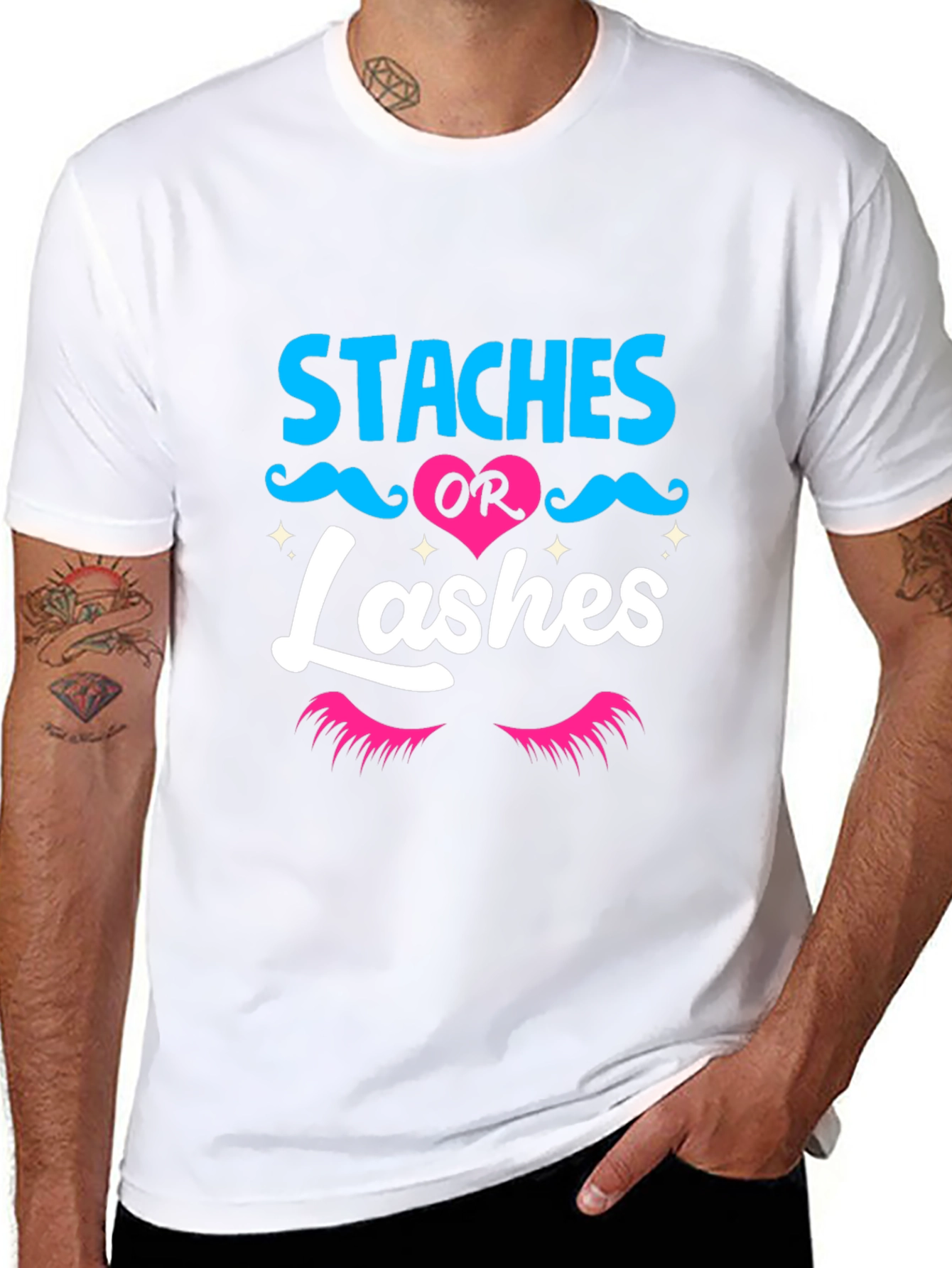 Staches or Lashes Gender Reveal T-Shirt