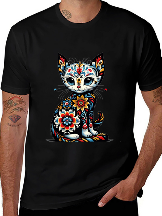 Floral Cat Graphic T-Shirt - Unique Style