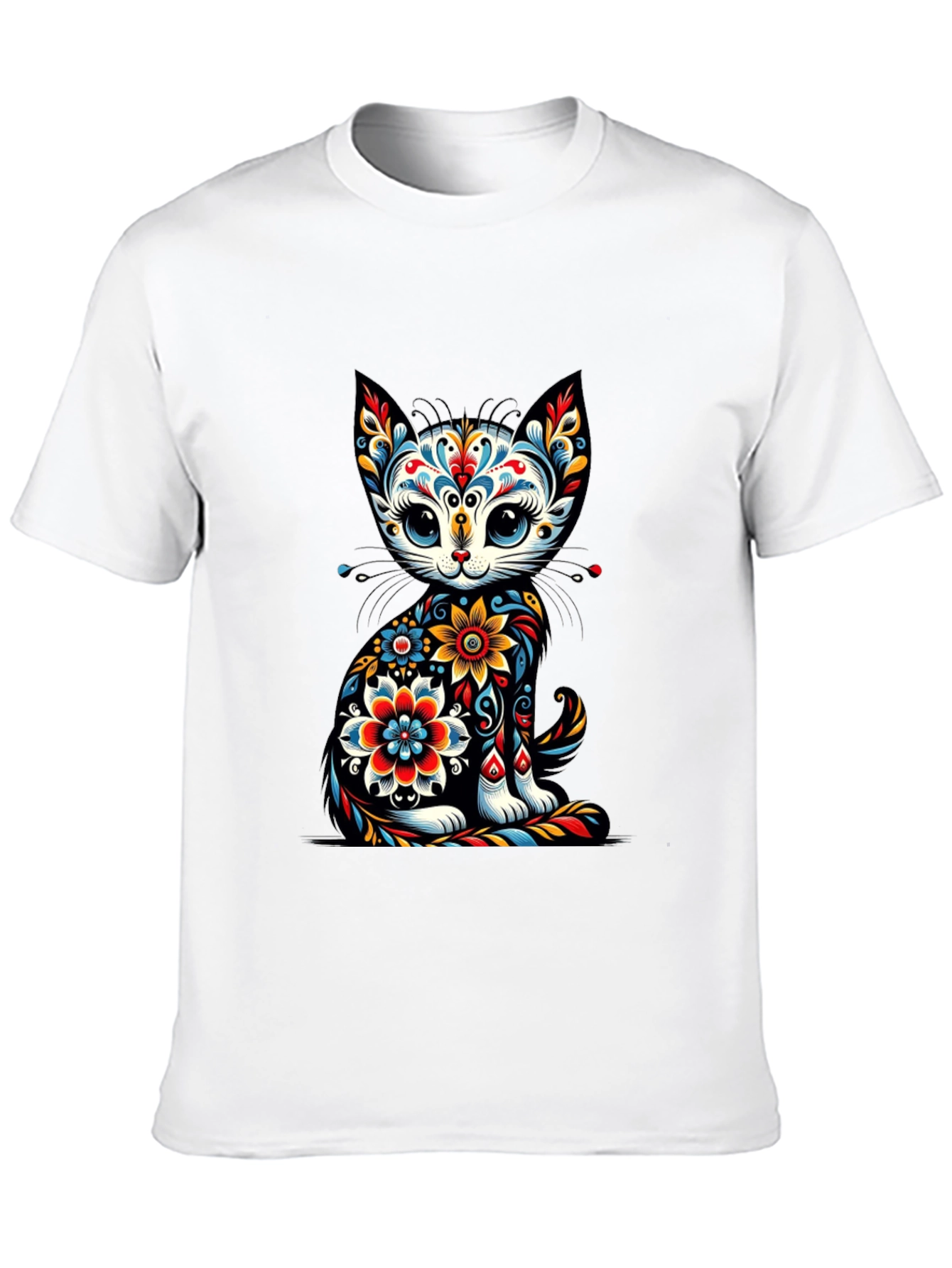 Floral Cat Graphic T-Shirt - Unique Style