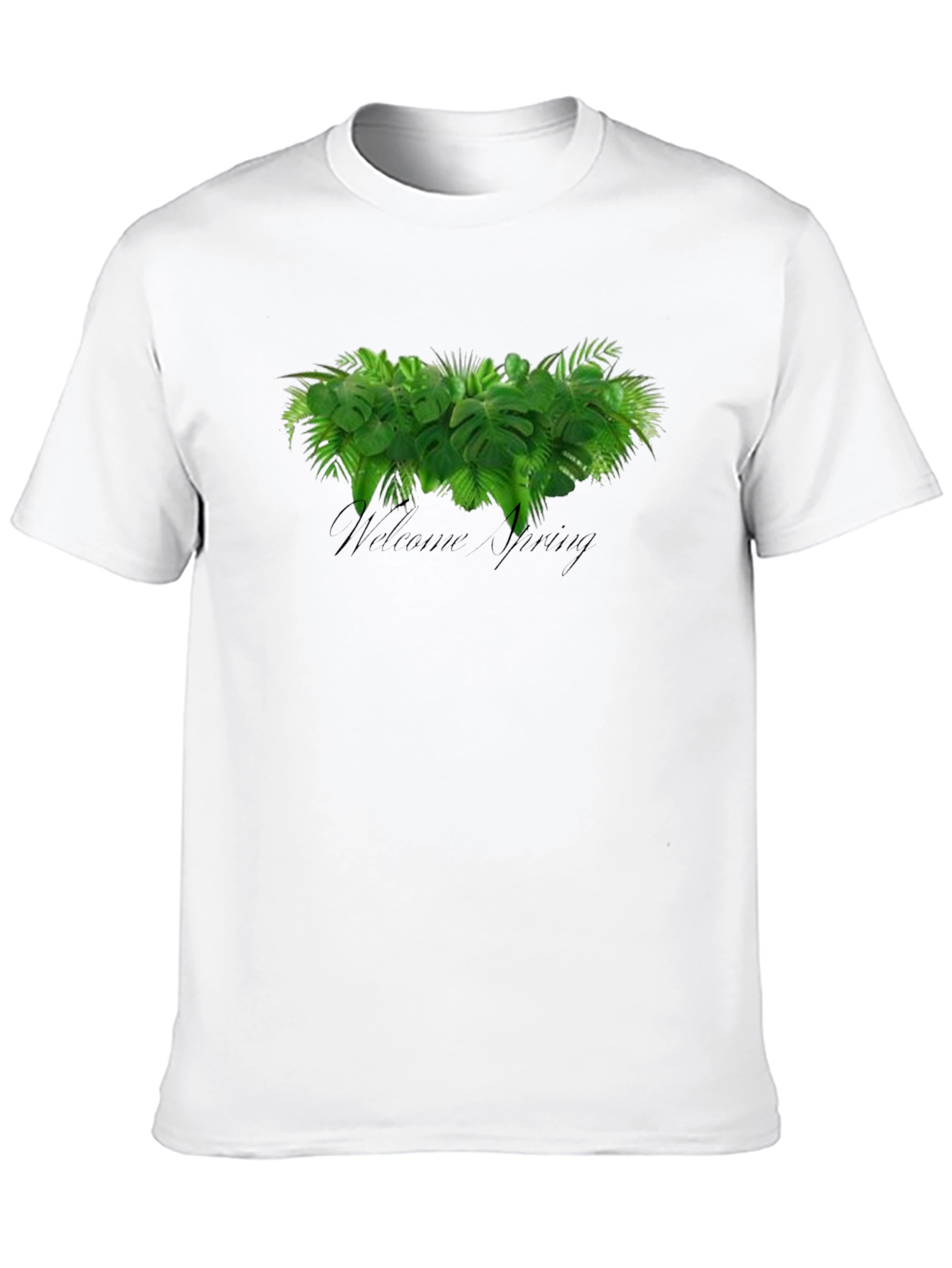 Welcome Spring Graphic Tee - Black Cotton T-Shirt