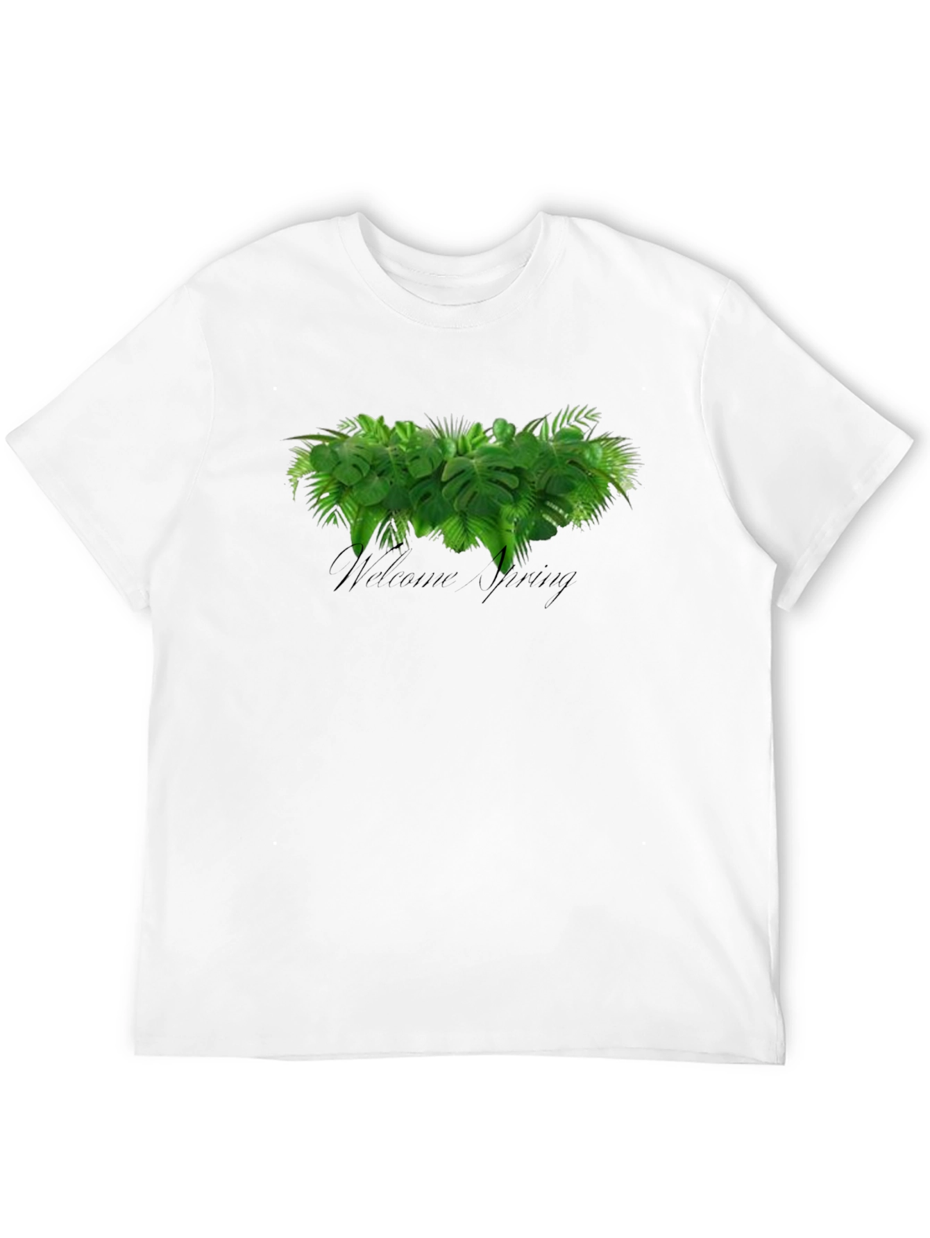 Welcome Spring Graphic Tee - Black Cotton T-Shirt