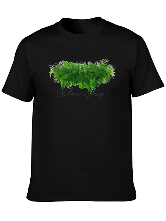 Welcome Spring Graphic Tee - Black Cotton T-Shirt