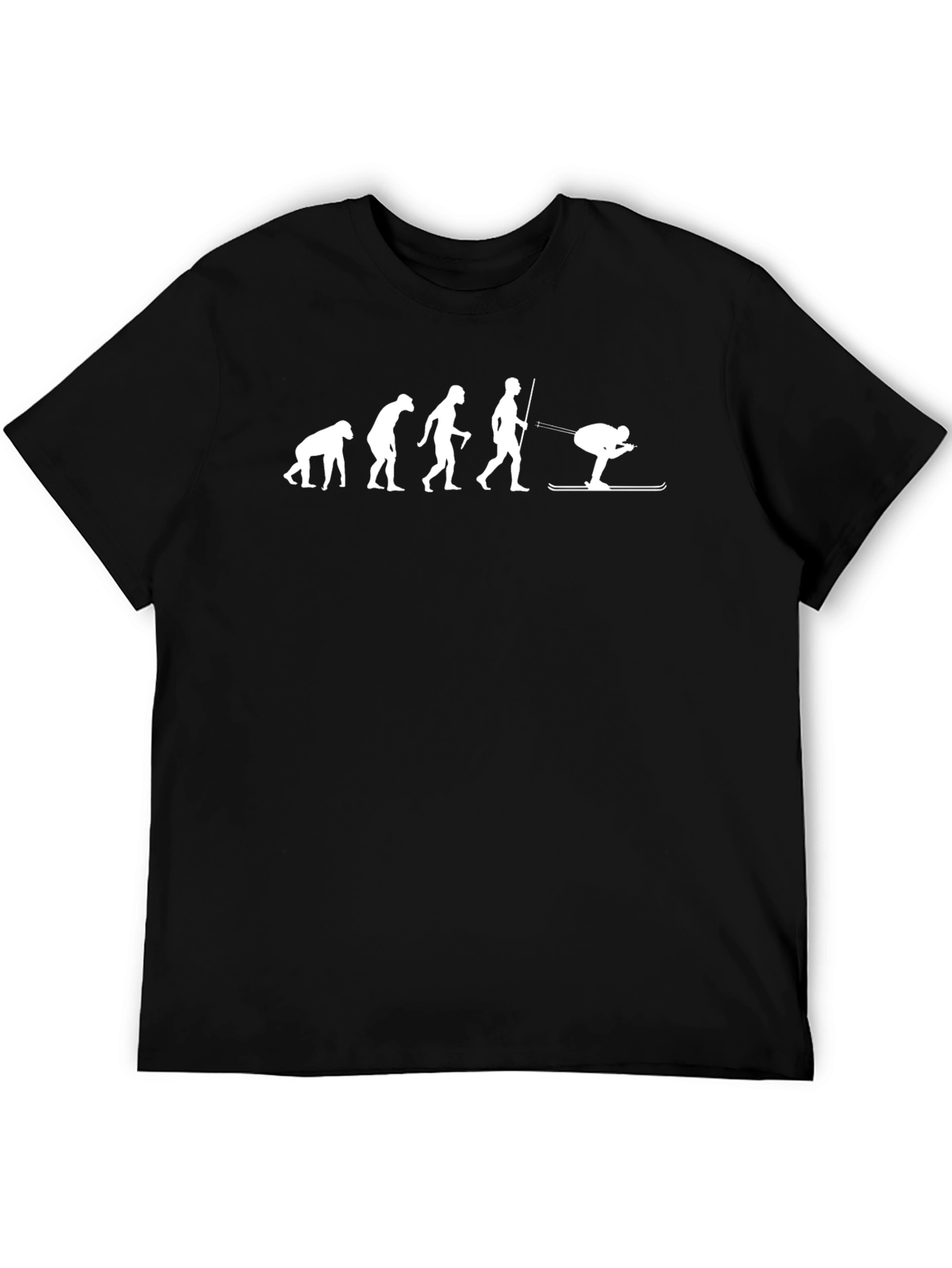 Evolution Skiing T-Shirt | Black Tee | Funny Graphic