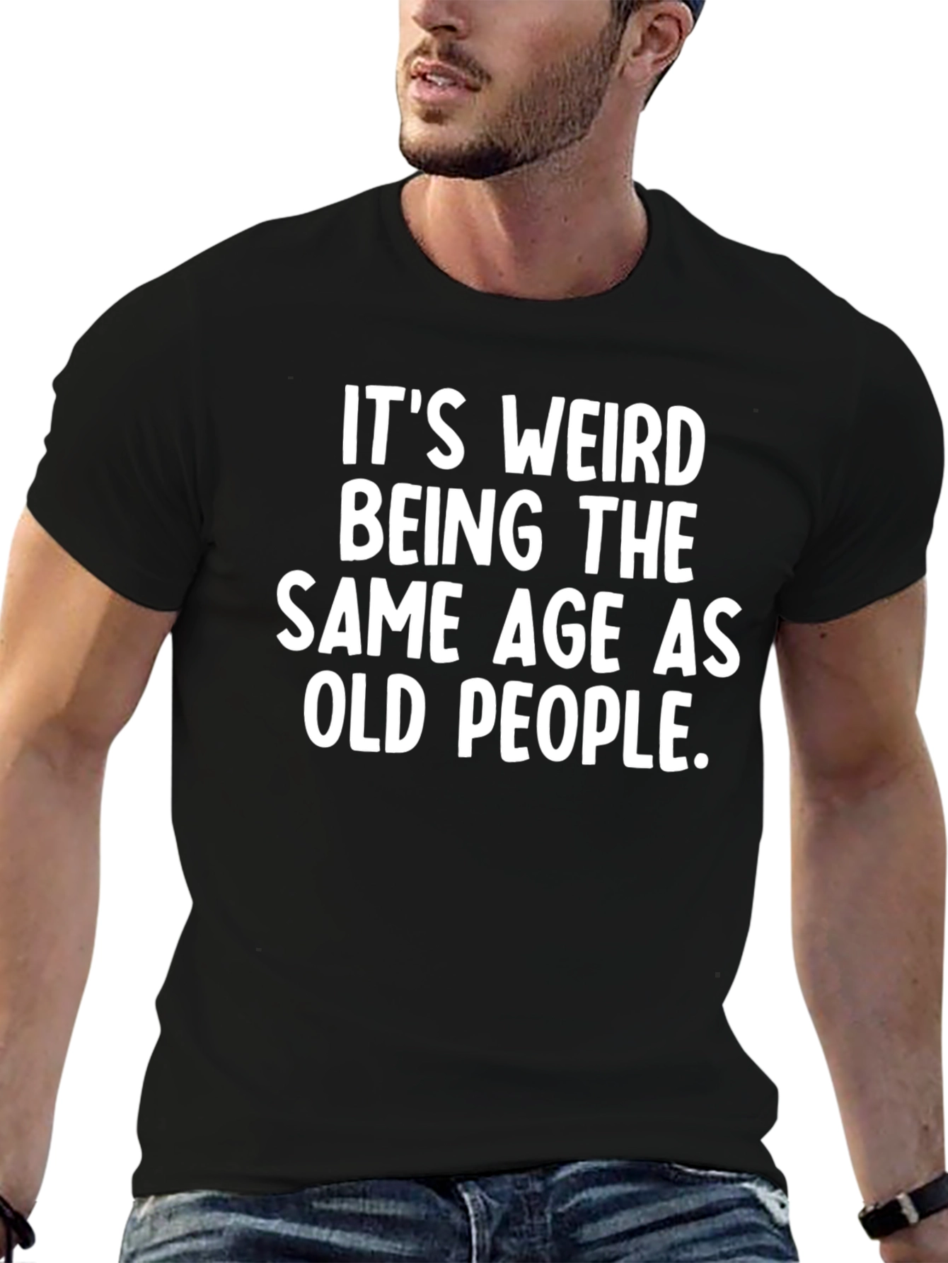 Funny Old People Graphic Tee - Black Cotton T-Shirt
