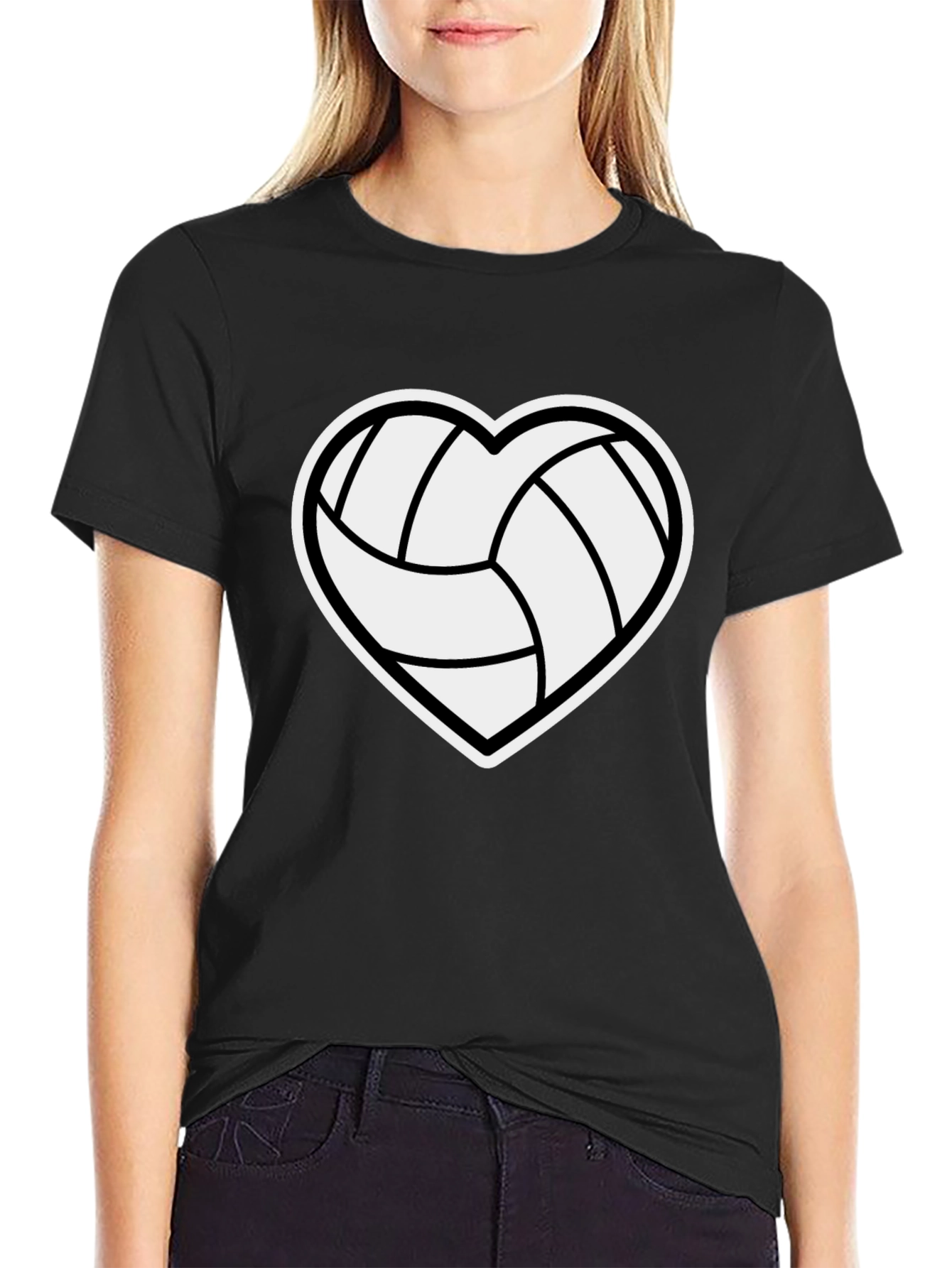 Volleyball Heart T-Shirt - Black