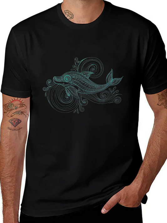 Dolphin Graphic Black T-Shirt - Stylish Casual Comfort
