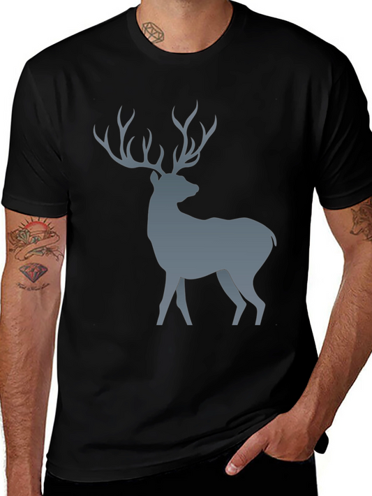 Deer Graphic Print Black T-Shirt
