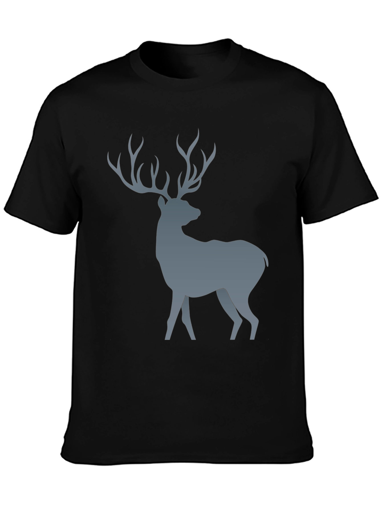 Deer Graphic Print Black T-Shirt
