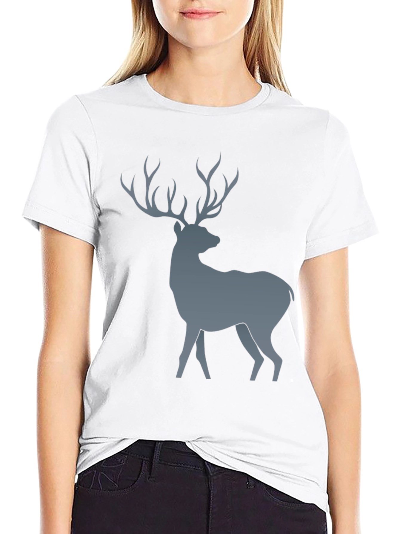 Deer Graphic Print Black T-Shirt