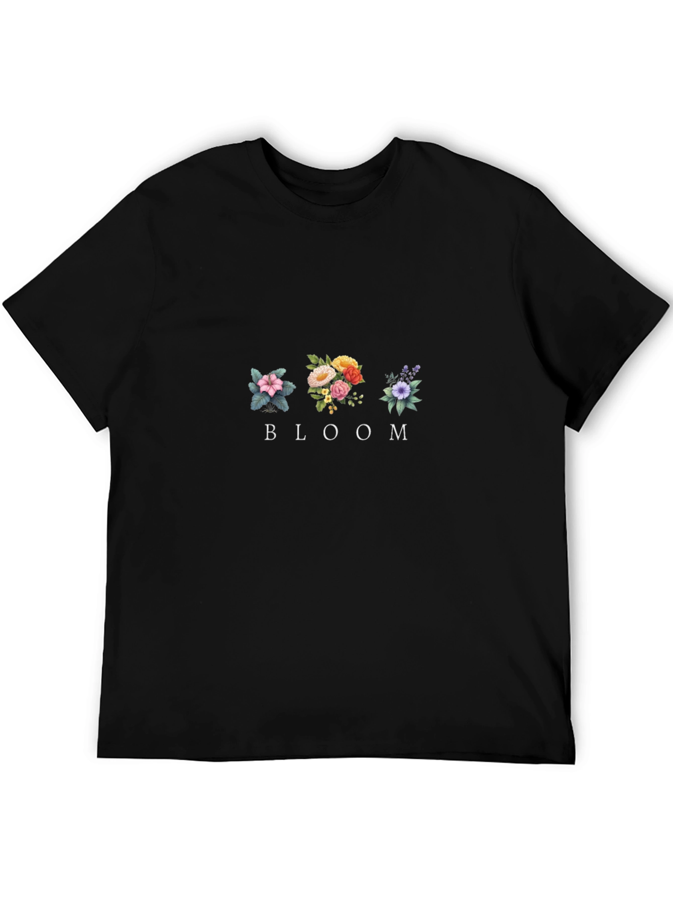 Bloom Floral Graphic Black T-Shirt