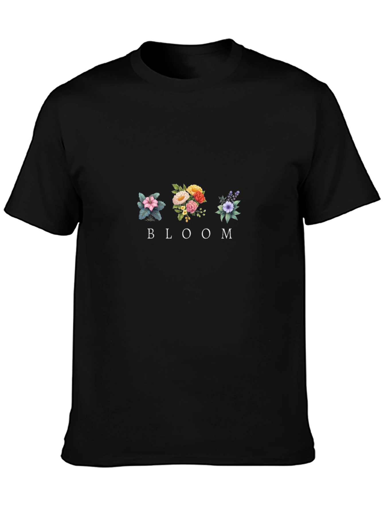 Bloom Floral Graphic Black T-Shirt