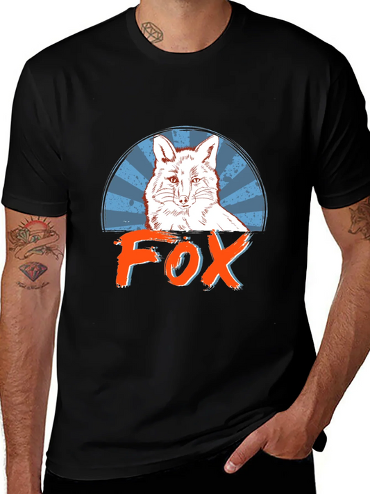Stylish Mens Black Fox Graphic T-Shirt