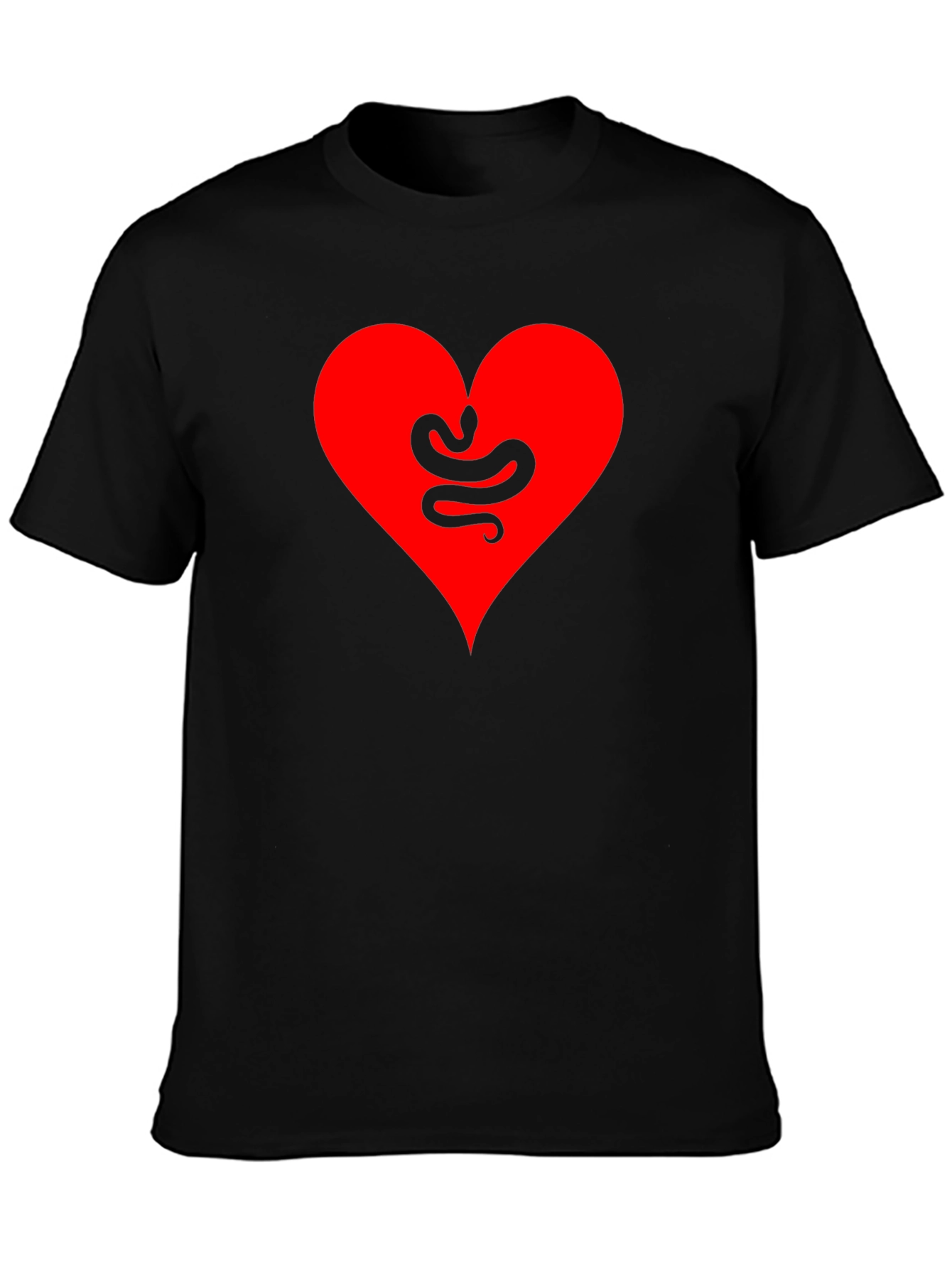 Heart Snake Graphic Tee - Black Cotton