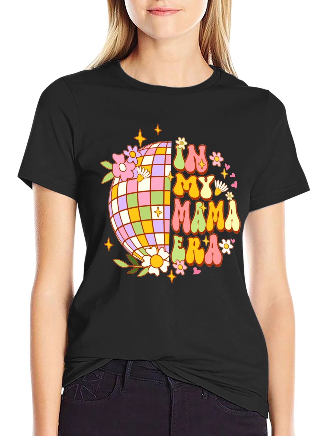 In My Mama Era Retro Disco Ball Graphic Tee