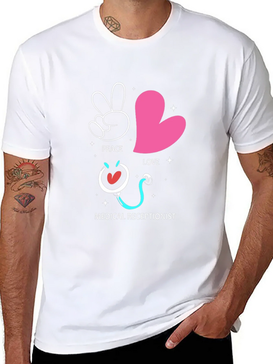 Peace Love Medical Receptionist Graphic Tee