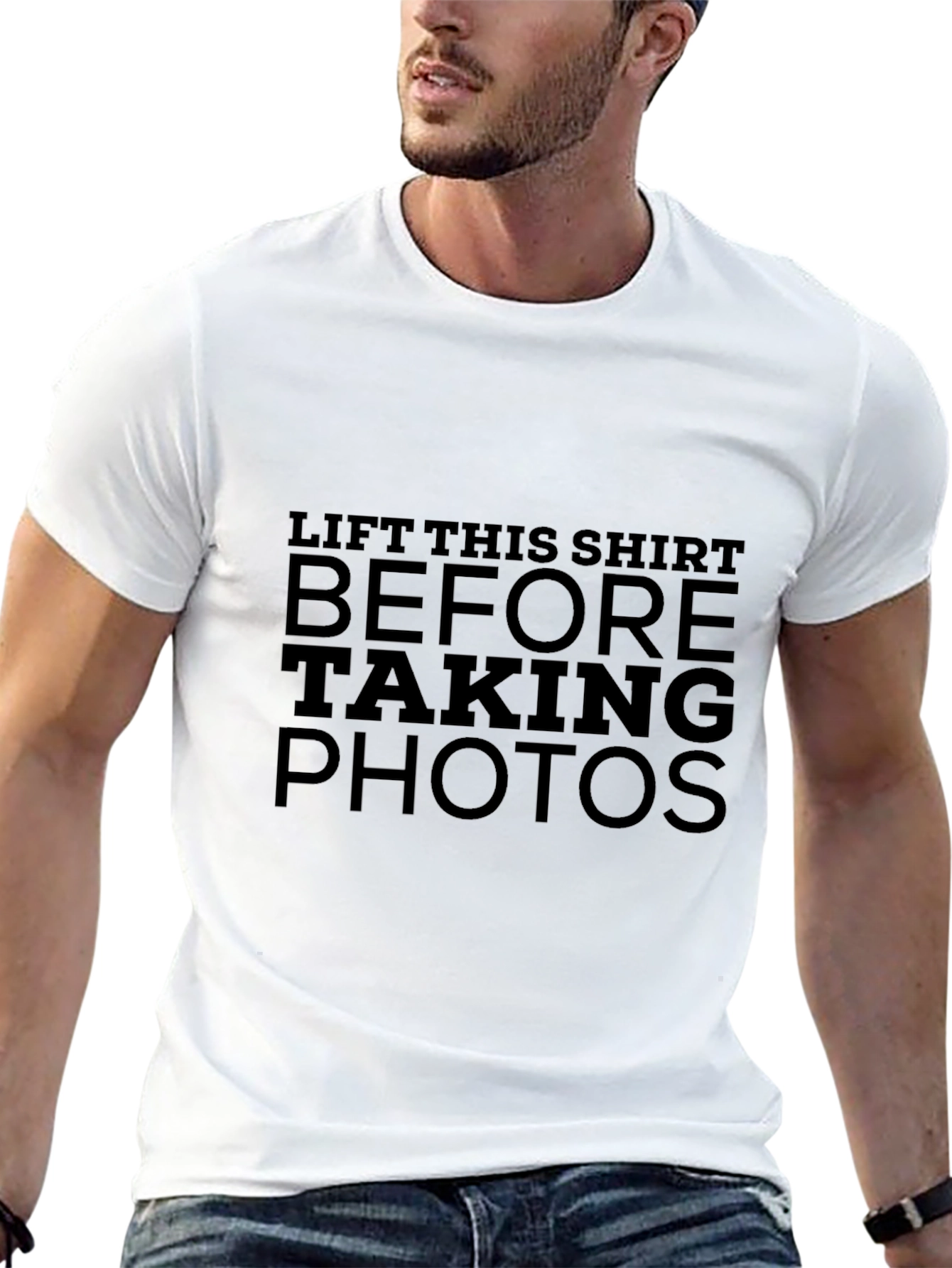 Lift This Shirt Before Taking Photos Black T-Shirt