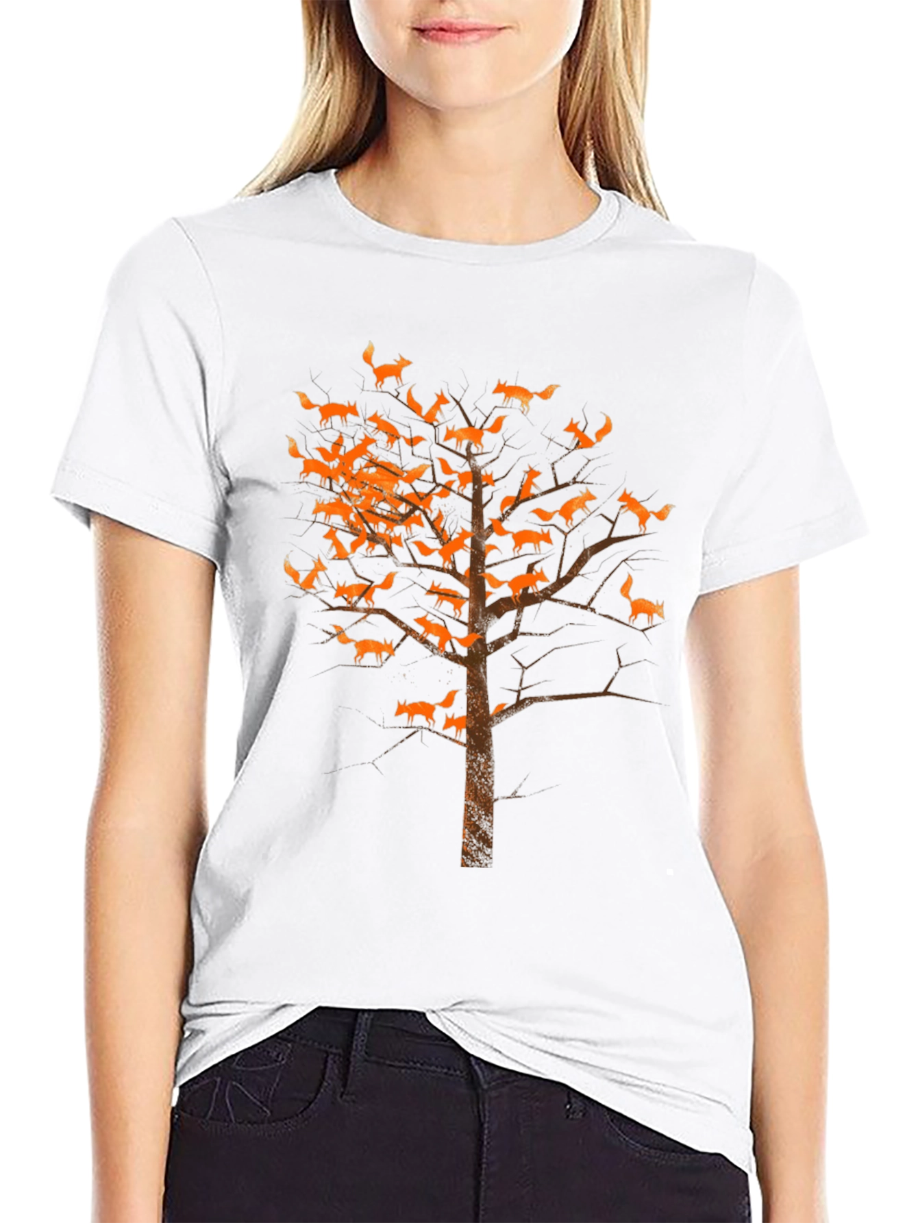 Fox Tree Graphic Tee - Unique Animal Print Shirt