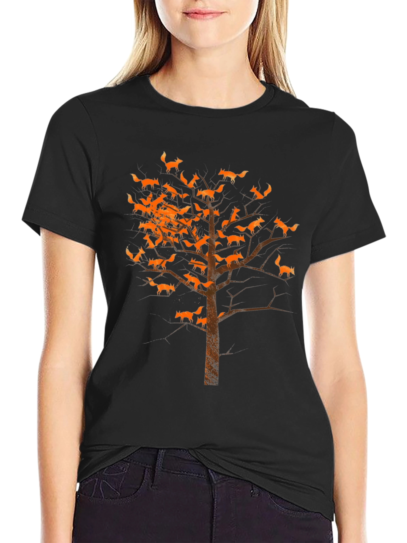 Fox Tree Graphic Tee - Unique Animal Print Shirt