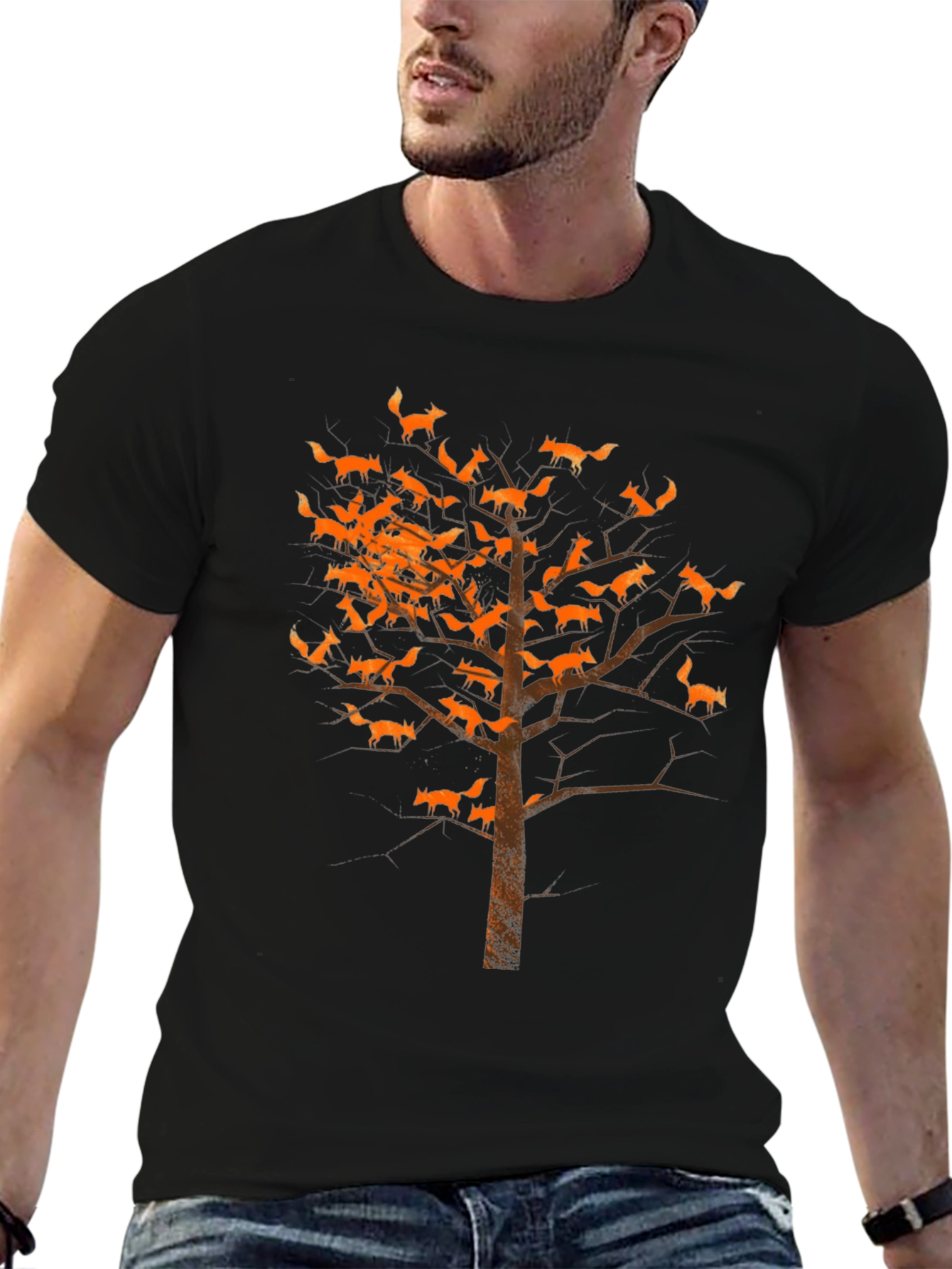 Fox Tree Graphic Tee - Unique Animal Print Shirt