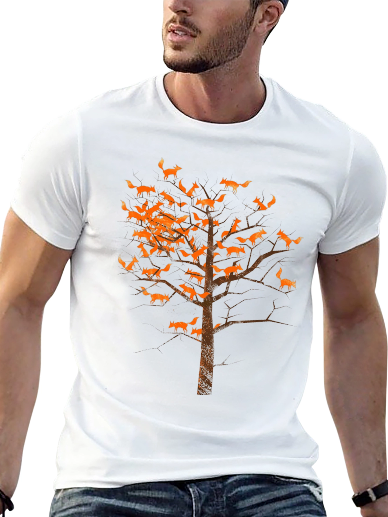 Fox Tree Graphic Tee - Unique Animal Print Shirt