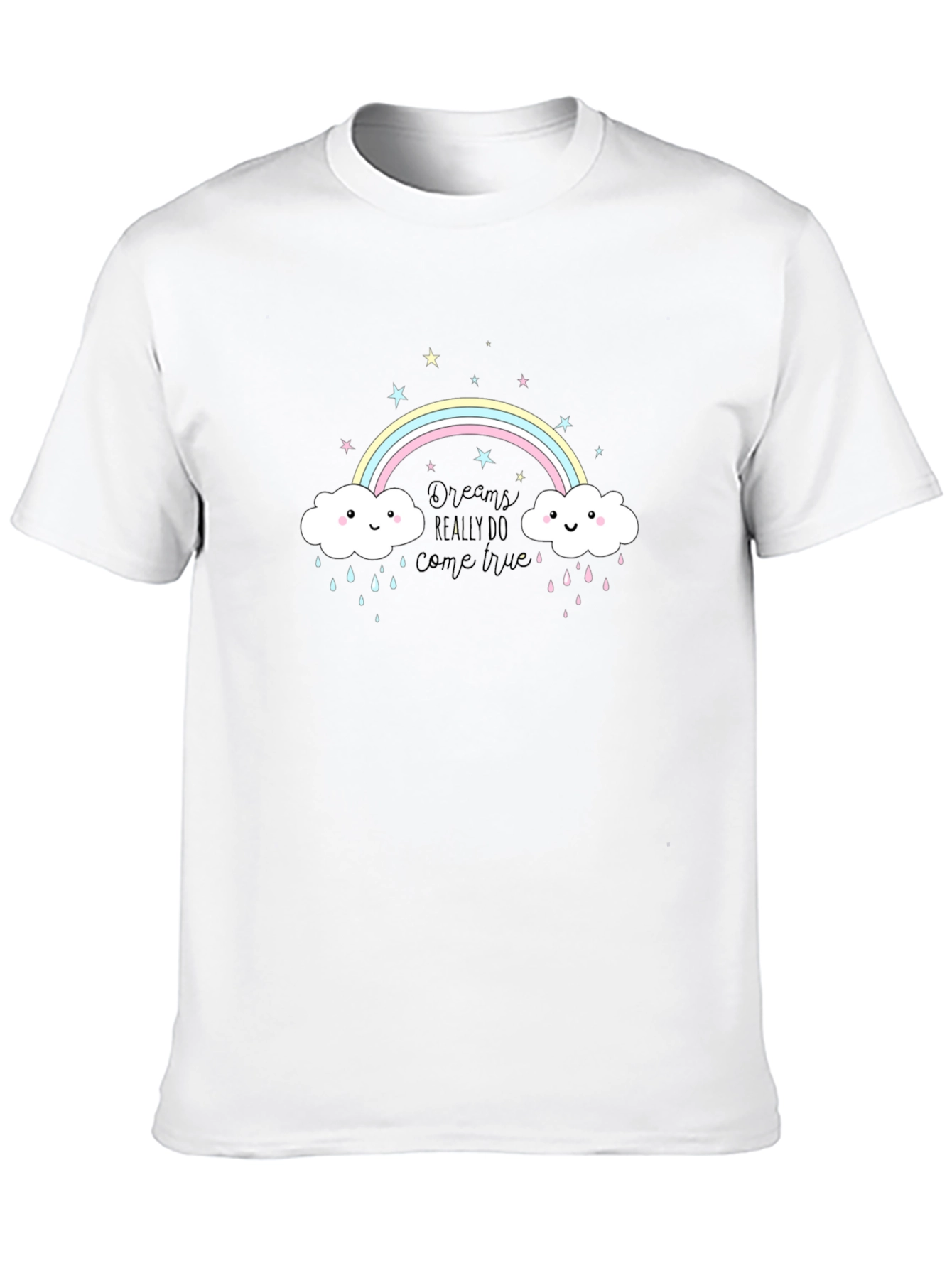Rainbow Cloud Graphic Tee - Black Cotton T-Shirt