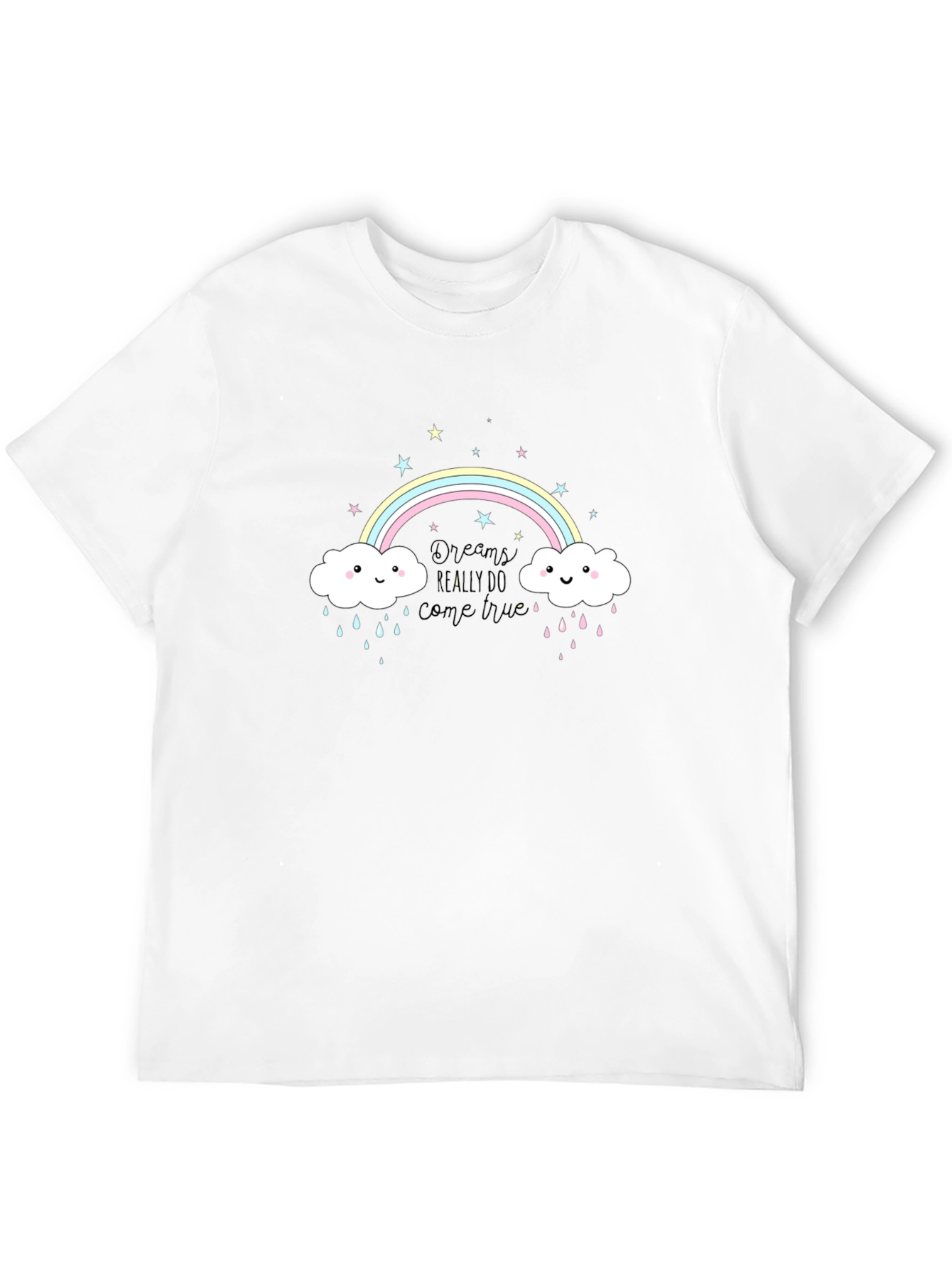 Rainbow Cloud Graphic Tee - Black Cotton T-Shirt