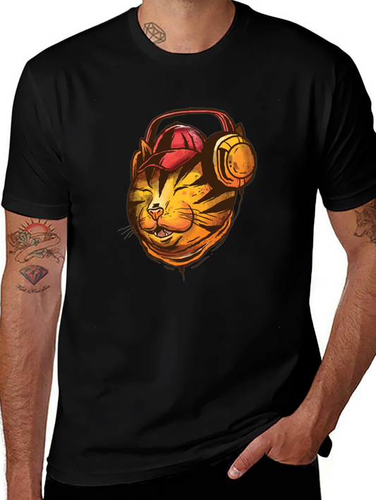 Cool Cat T-Shirt: Headphone-Wearing Feline Design