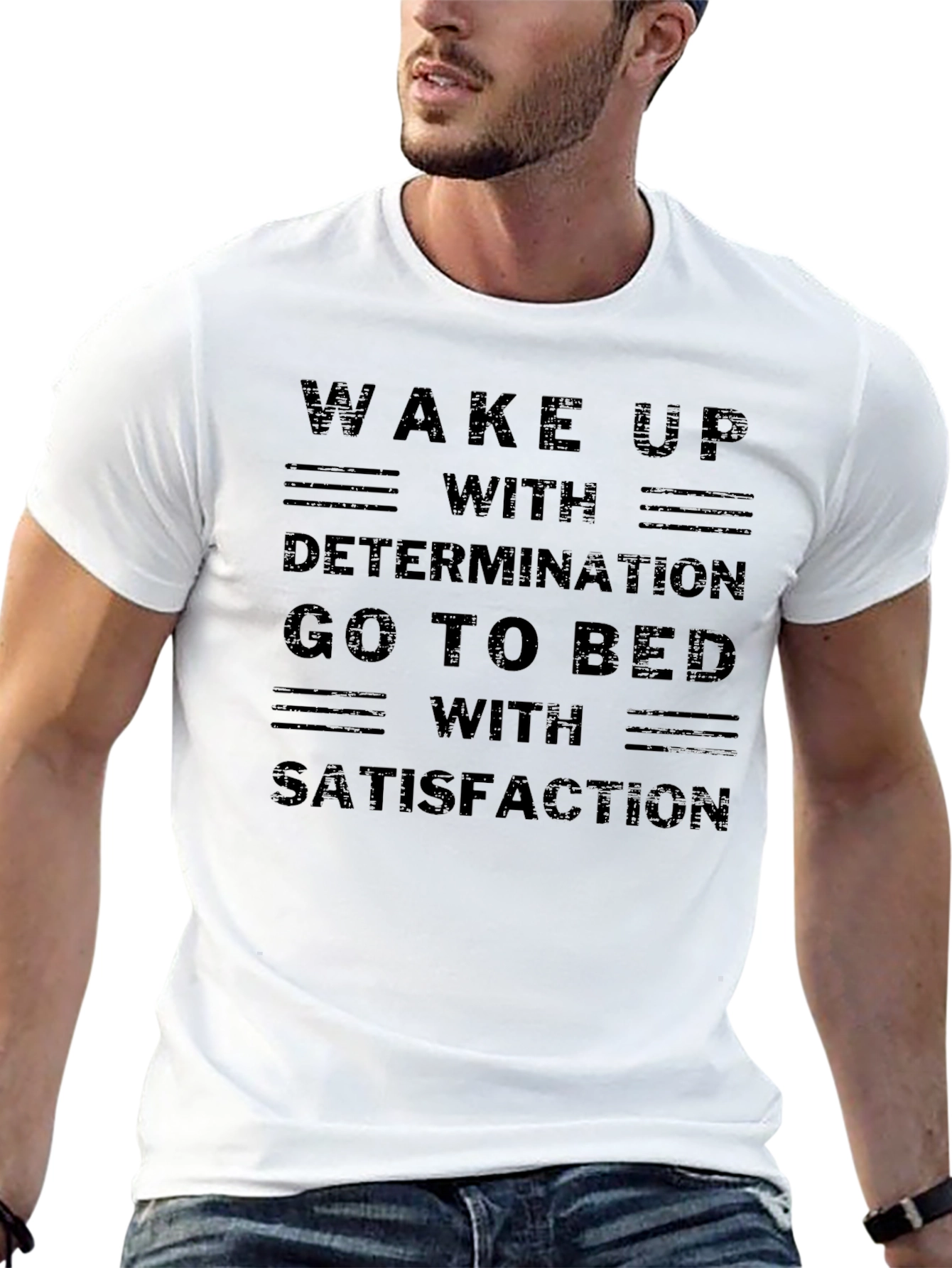 Motivational Wake Up Graphic Black T-Shirt