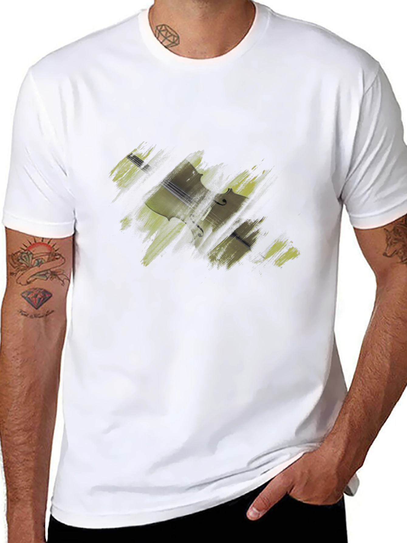 Abstract Cello Graphic Tee - Modern Art Style