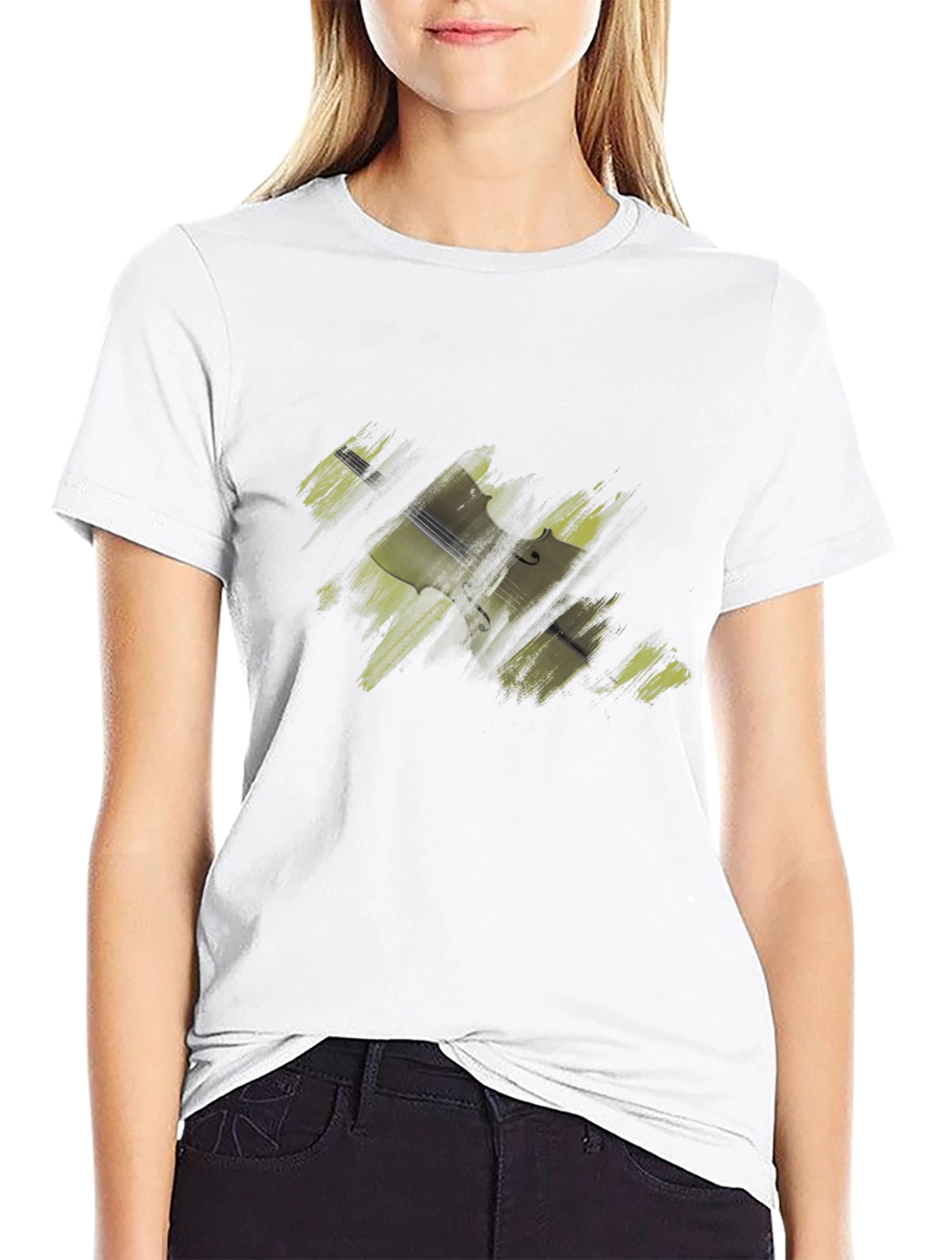 Abstract Cello Graphic Tee - Modern Art Style
