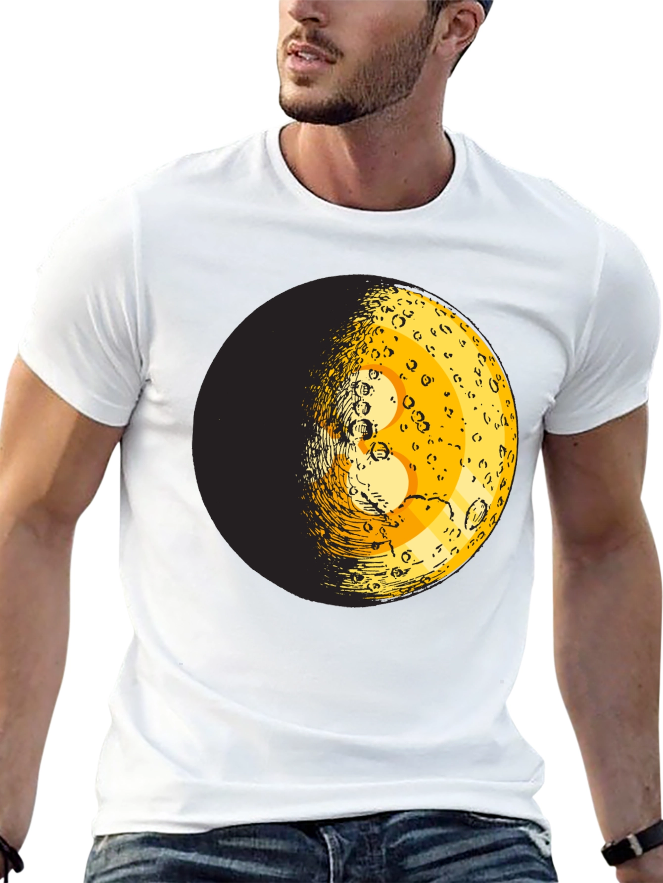 Moon Phase Graphic Tee - Trendy Black T-Shirt