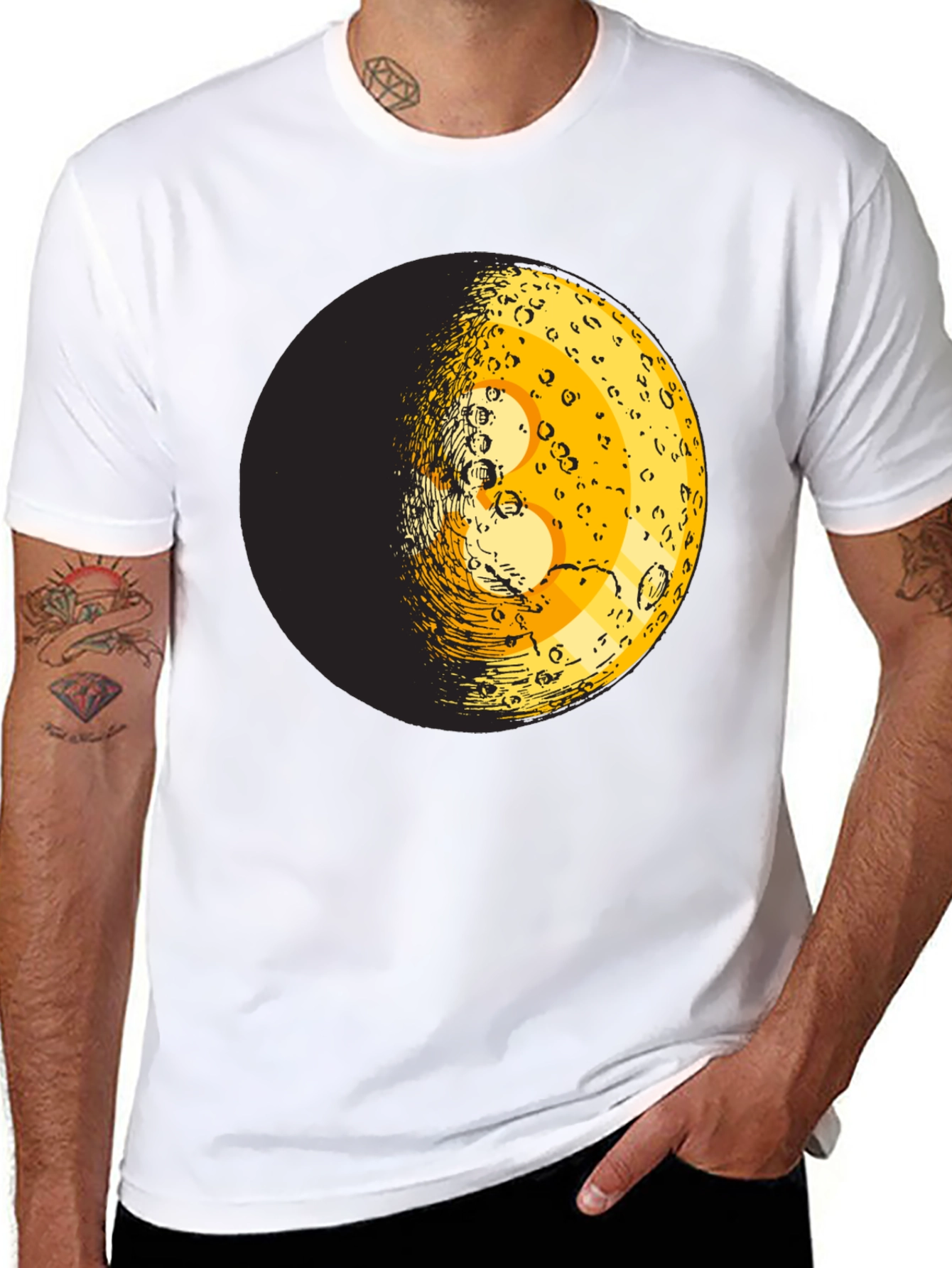 Moon Phase Graphic Tee - Trendy Black T-Shirt