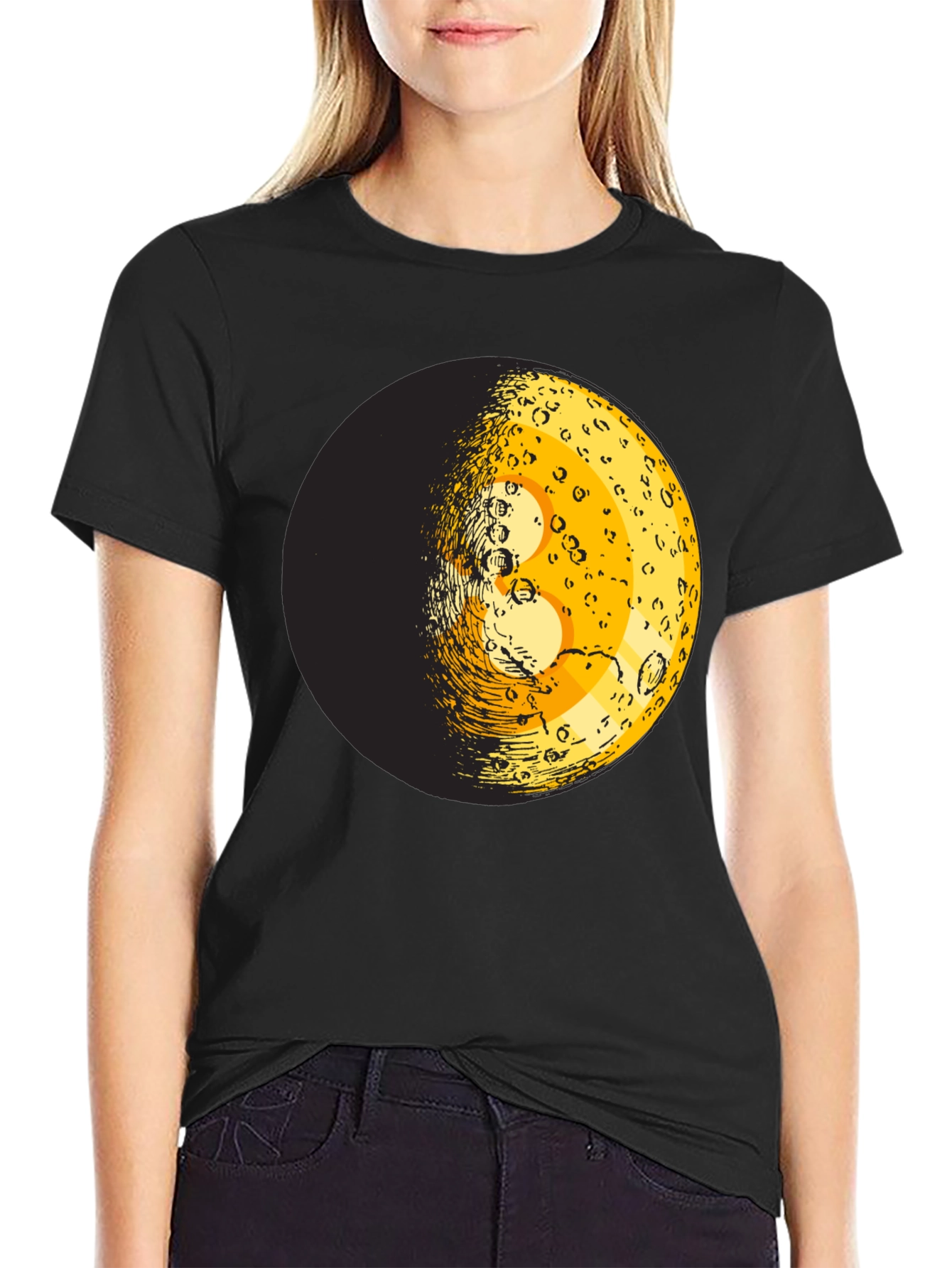 Moon Phase Graphic Tee - Trendy Black T-Shirt
