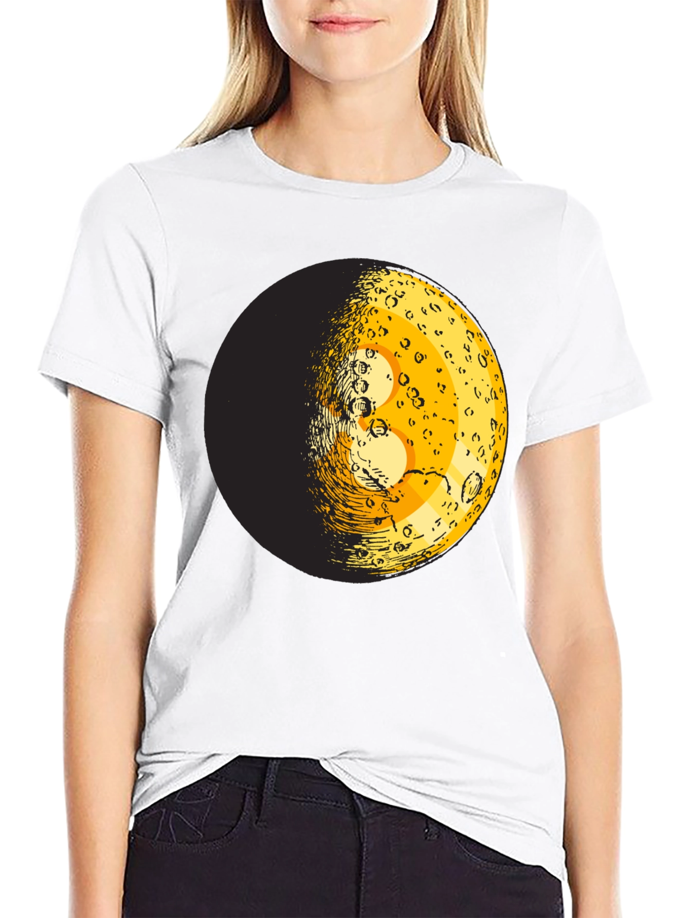 Moon Phase Graphic Tee - Trendy Black T-Shirt