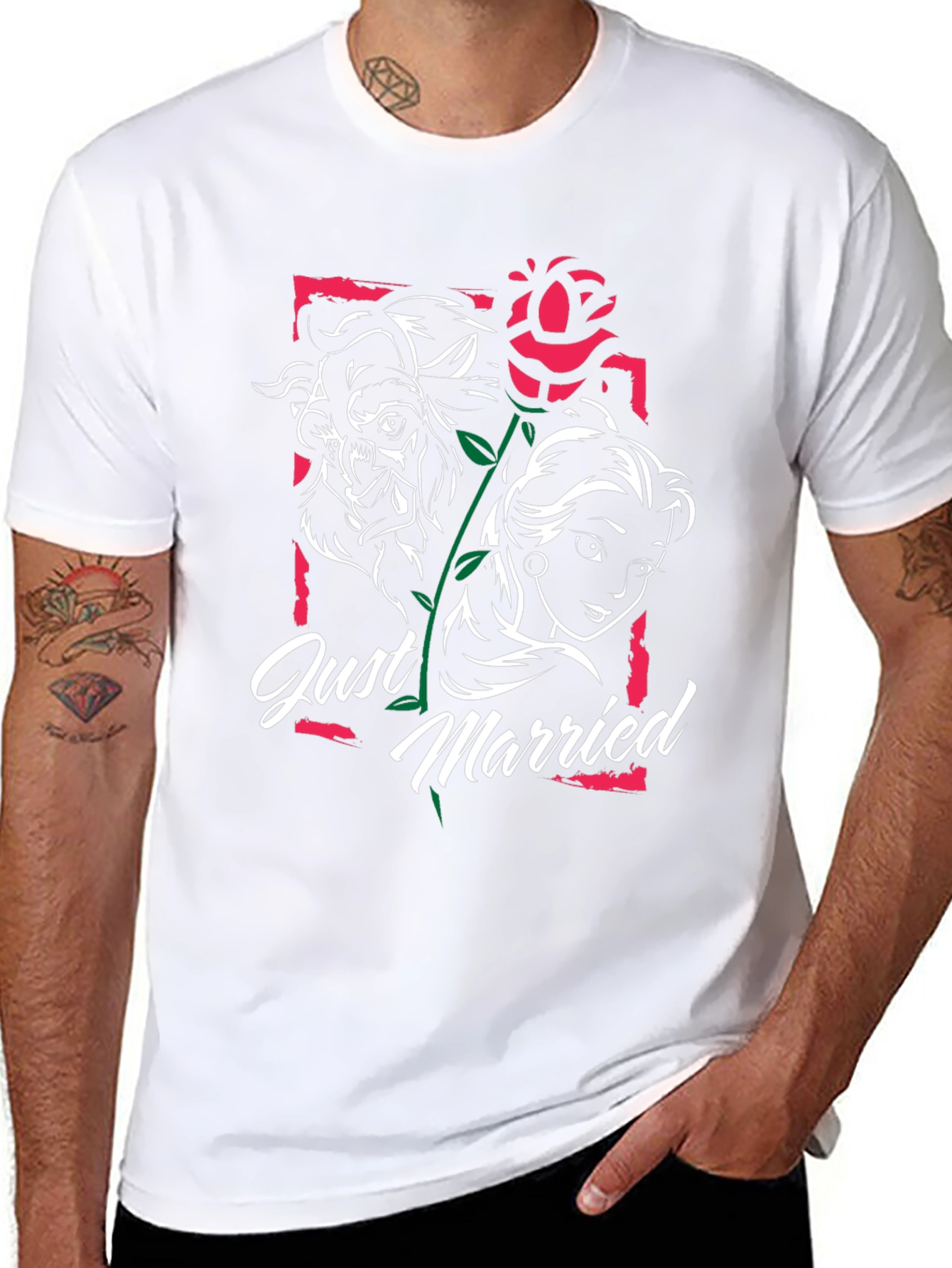Beauty and the Beast Just Married Graphic Tee