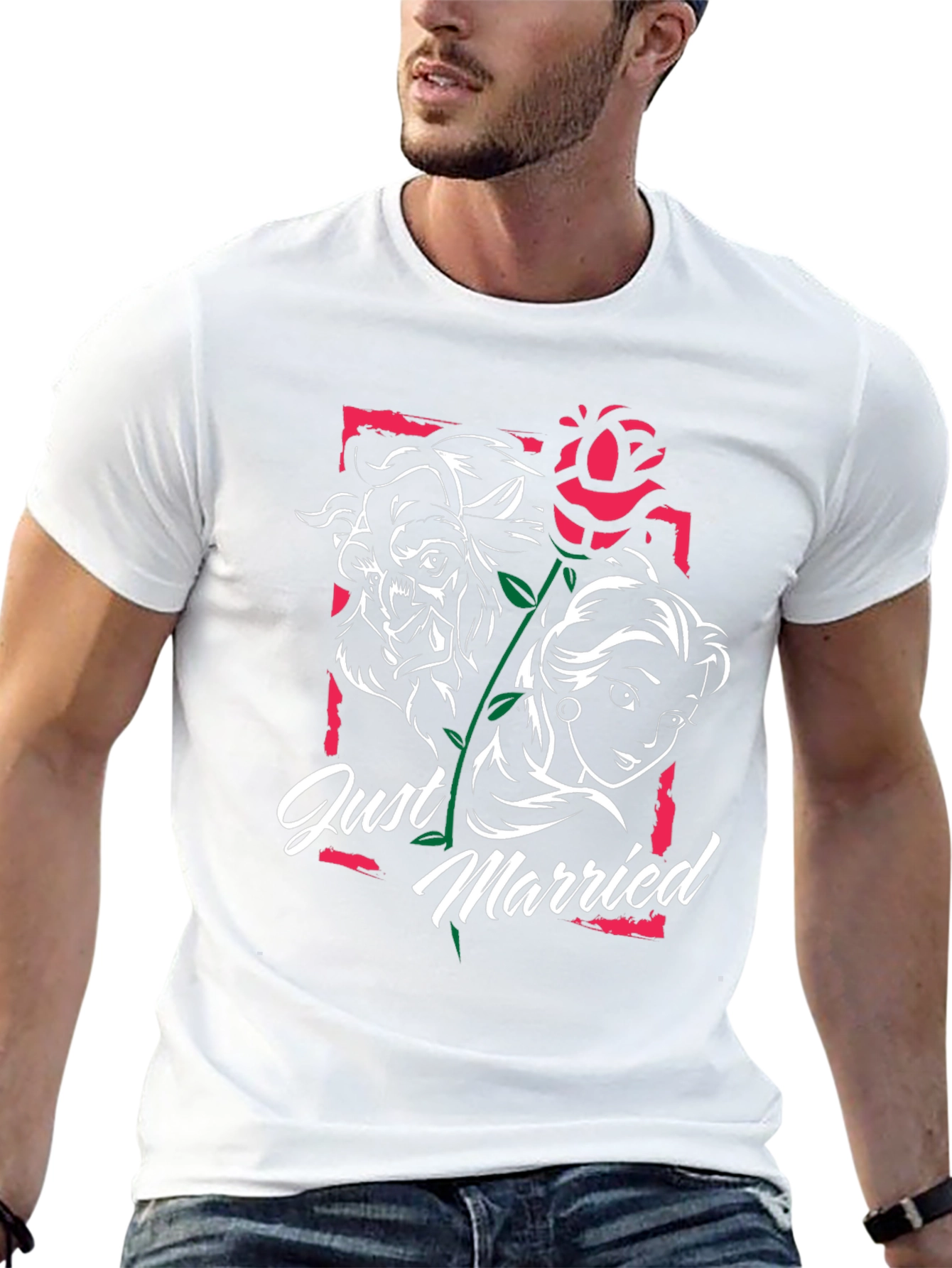 Beauty and the Beast Just Married Graphic Tee