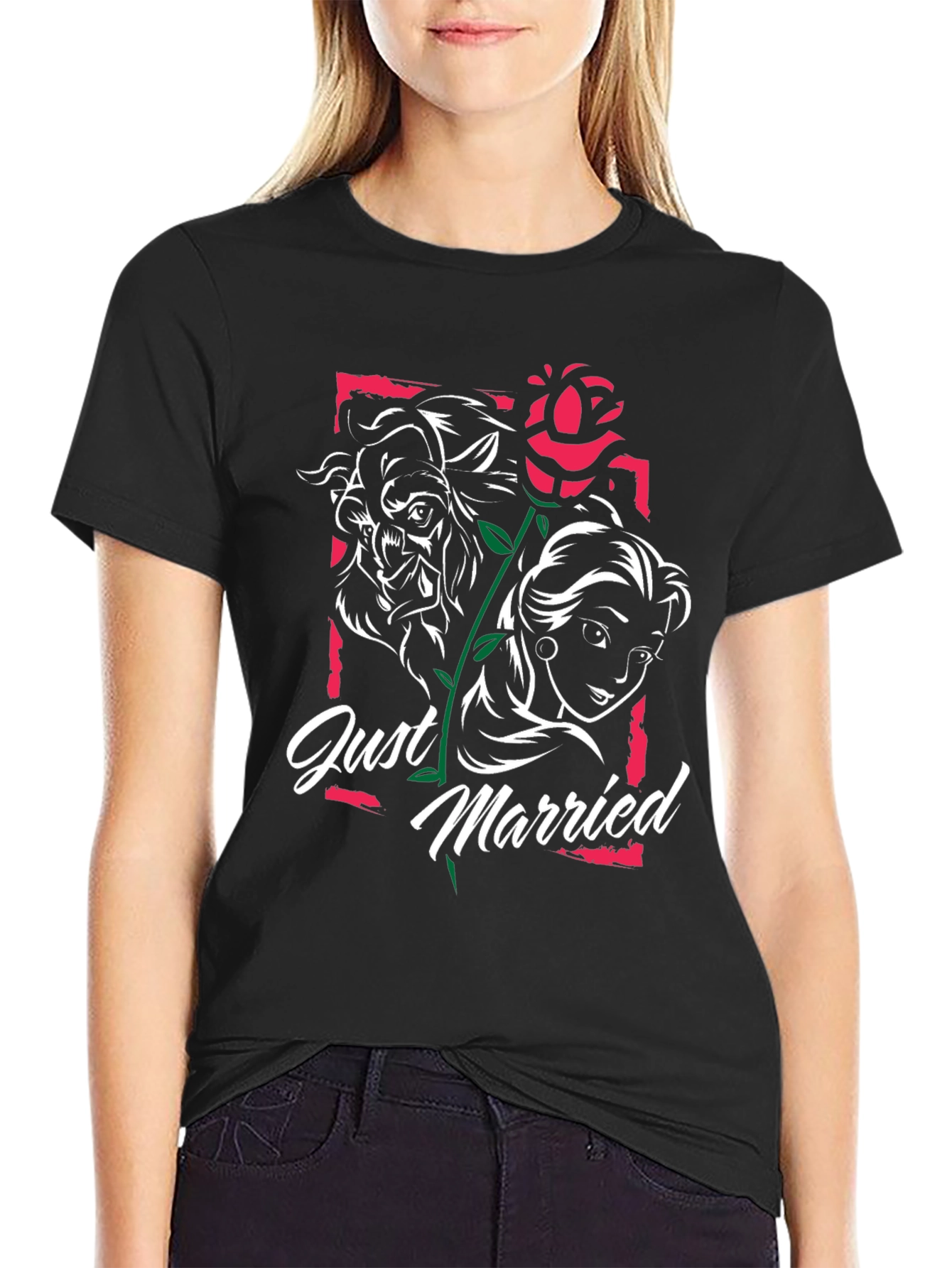Beauty and the Beast Just Married Graphic Tee