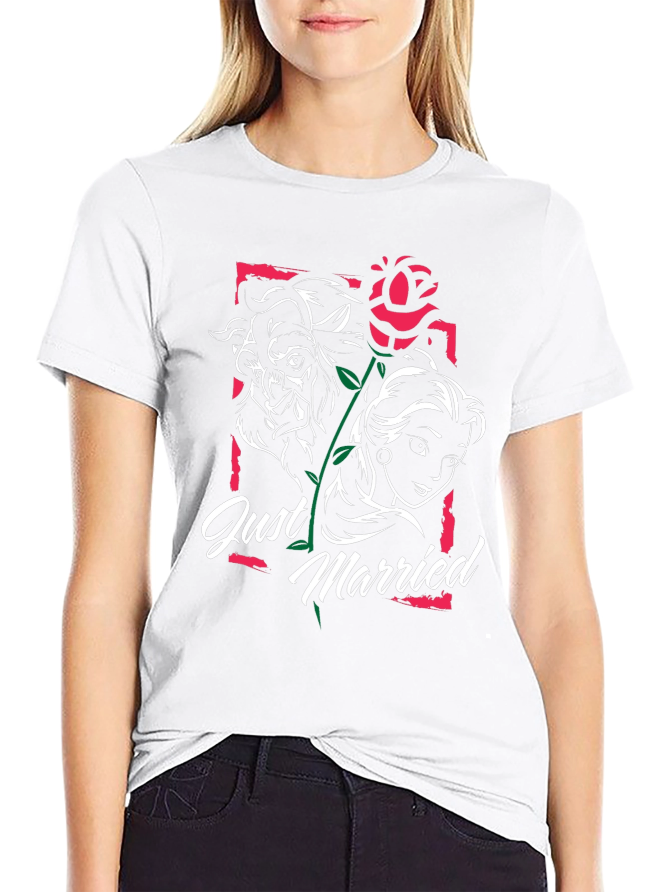 Beauty and the Beast Just Married Graphic Tee