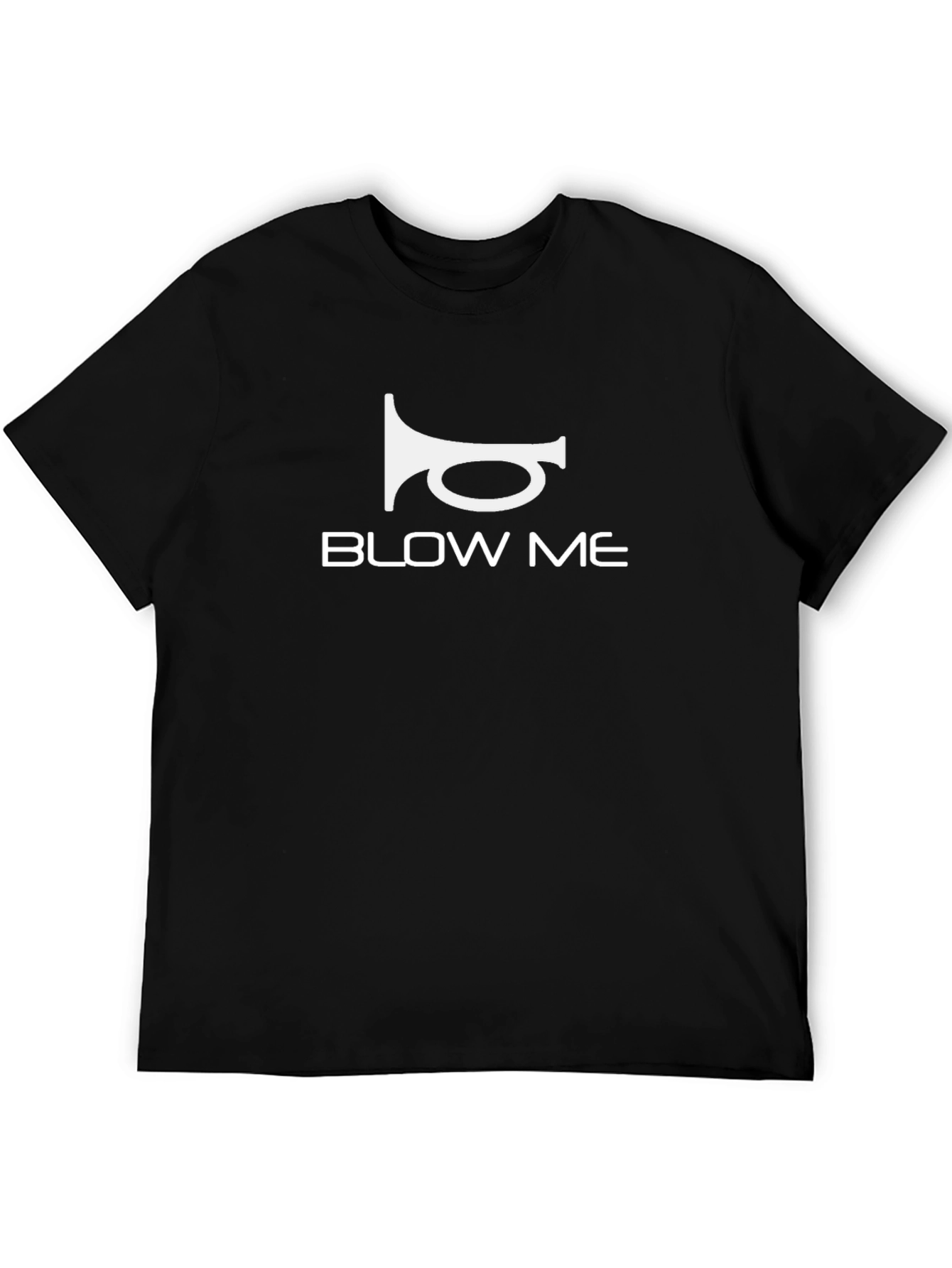 Humorous Blow Me Trumpet Graphic Tee - Black