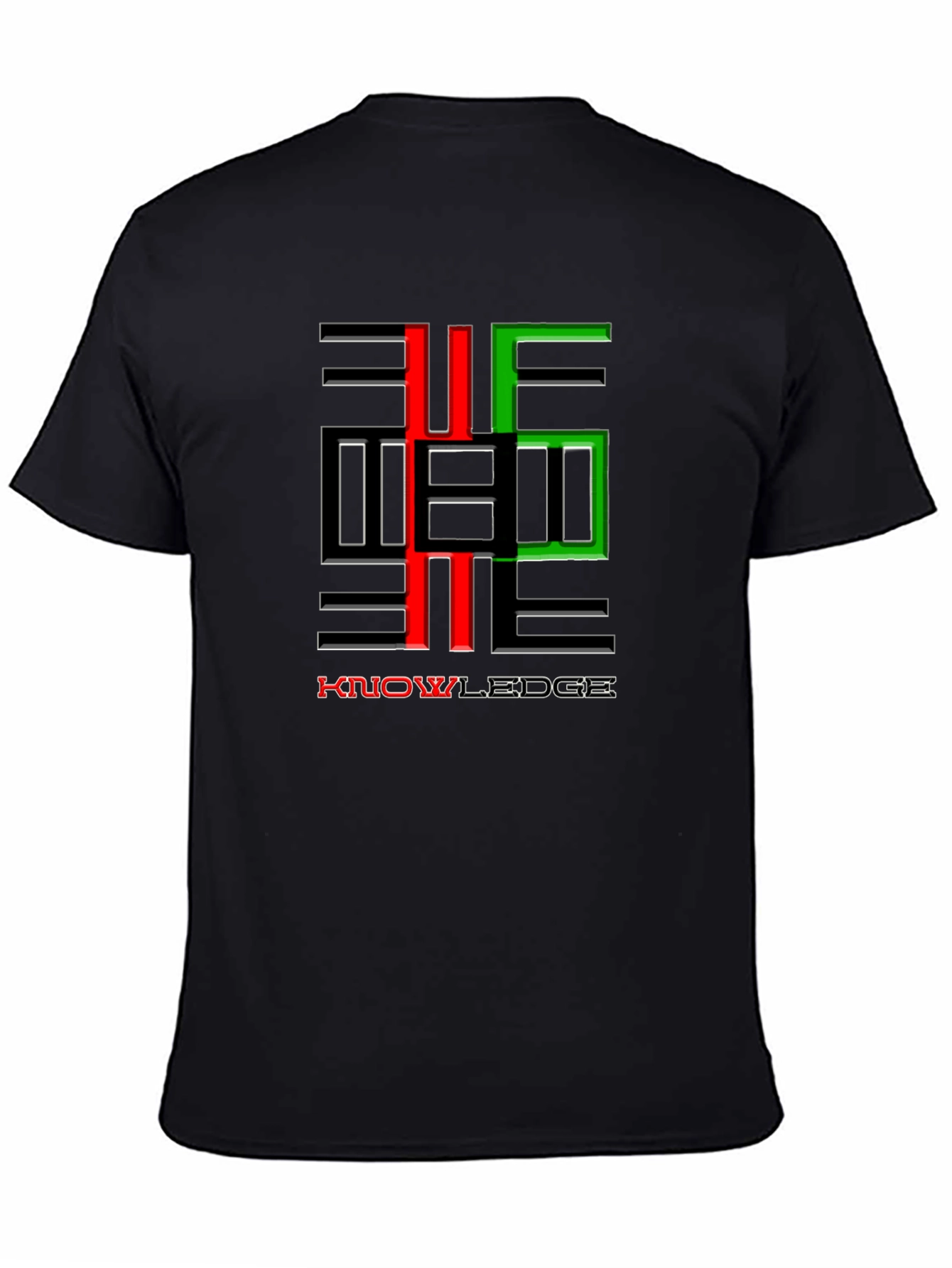Black Knowledge Graphic Print Crewneck T-Shirt