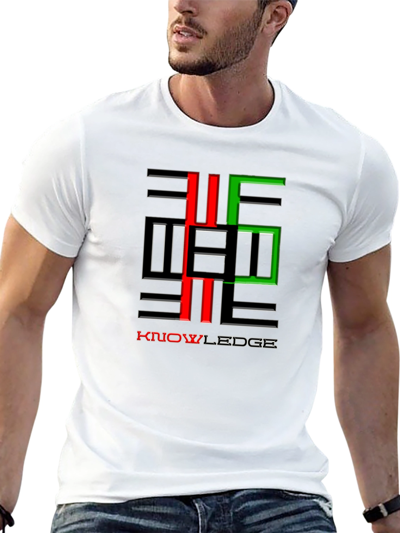 Black Knowledge Graphic Print Crewneck T-Shirt