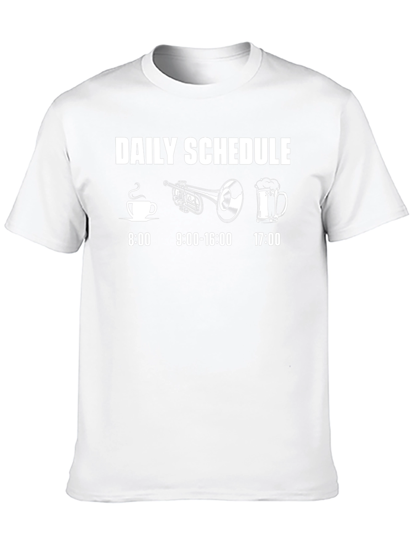 Daily Schedule T-Shirt: Coffee Trumpet Beer - Musicians Life