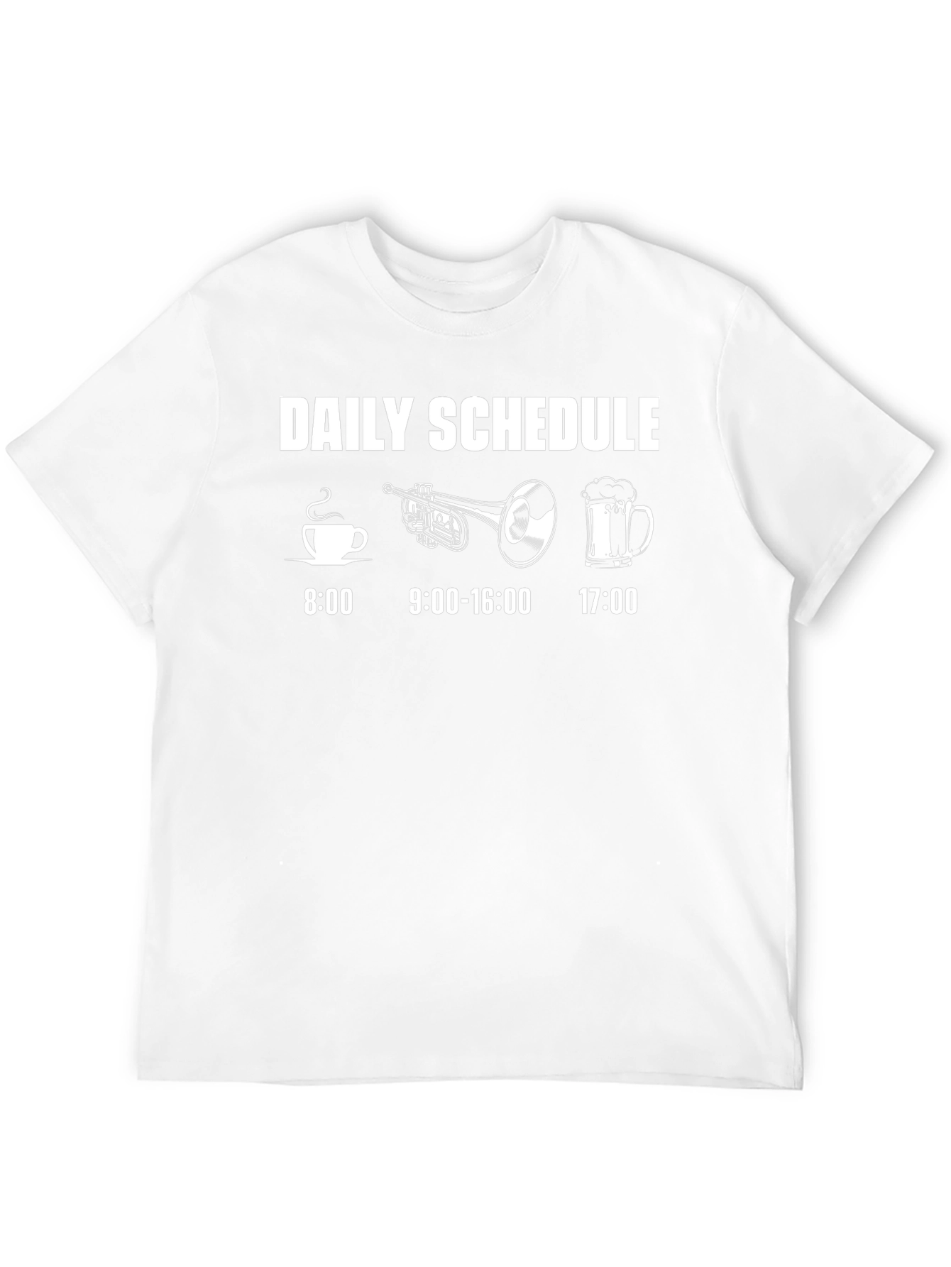 Daily Schedule T-Shirt: Coffee Trumpet Beer - Musicians Life