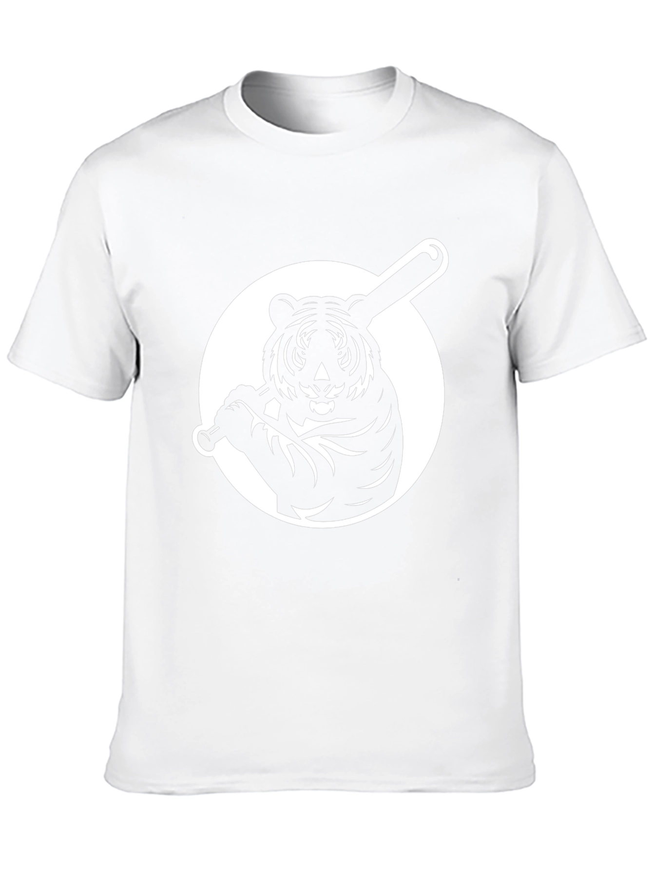 Tiger Baseball Graphic Tee - Black Cotton T-Shirt