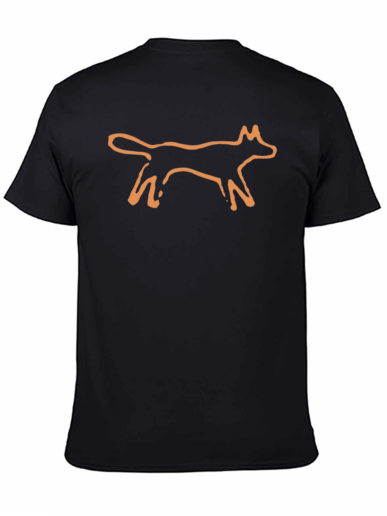 Minimalist Orange Fox Graphic Black T-Shirt