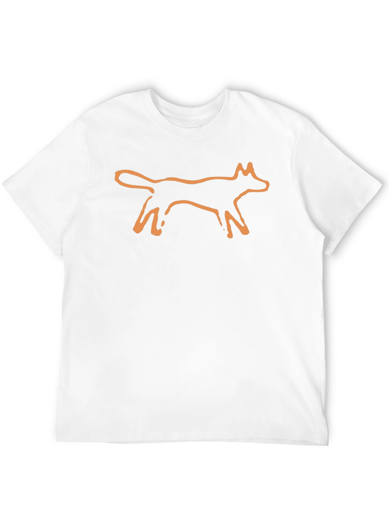 Minimalist Orange Fox Graphic Black T-Shirt